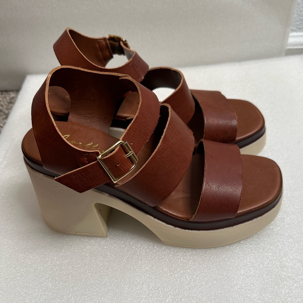 Avellini Brown Leather Platform Sandals size 8 new chunky y2k style